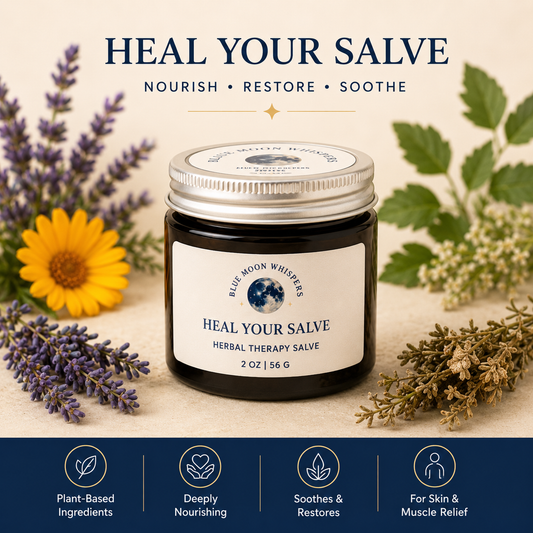 Blue Moon Whispers Heal Your Salve herbal skin balm for dry cracked skin