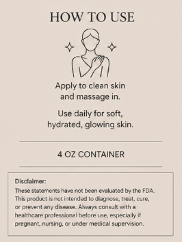 Instructions for using a skincare product with an icon of a woman applying cream.