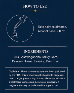 Instructions and ingredients for a product on a dark blue background