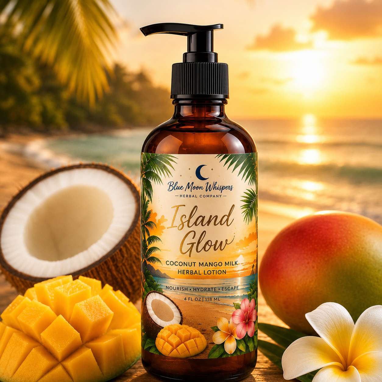 Blue Moon Whispers Island Glow Lotion tropical body lotion for radiant glowing skinBlue Moon Whispers Island Glow Lotion tropical body lotion for radiant glowing skin
