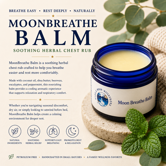 Blue Moon Whispers Moon Breathe Balm herbal aromatherapy balm for relaxation and comfort