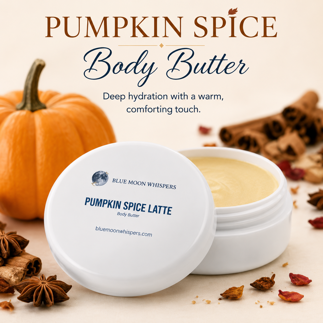 Blue Moon Whispers Pumpkin Spice Latte Body Butter rich moisturizing skin care