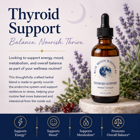 Blue Moon Whispers Thyroid Support herbal tincture for thyroid wellness